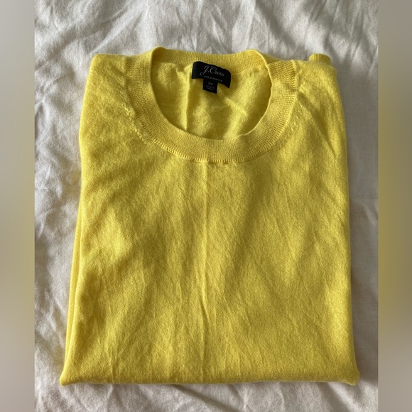 J Crew 3X Short Sleeve Crew Neck 100% Cashmere Sunny Yellow Sweater - Picture 2 of 8